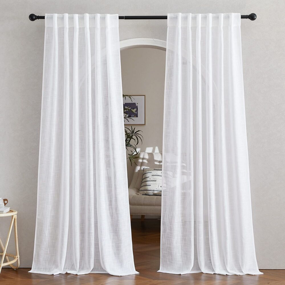 Set of 2 Panels, 52"W x 90"L, Curtain Drapes Window Treatments Semi Sheer